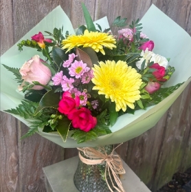 Vase of Lemon & Pastel Pinks