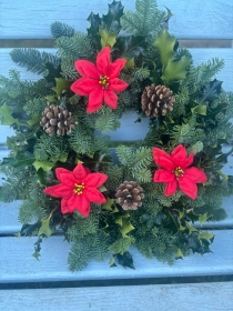 Red Poinsettia Graveside Wreath