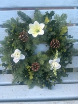 White Poinsettia Graveside Wreath